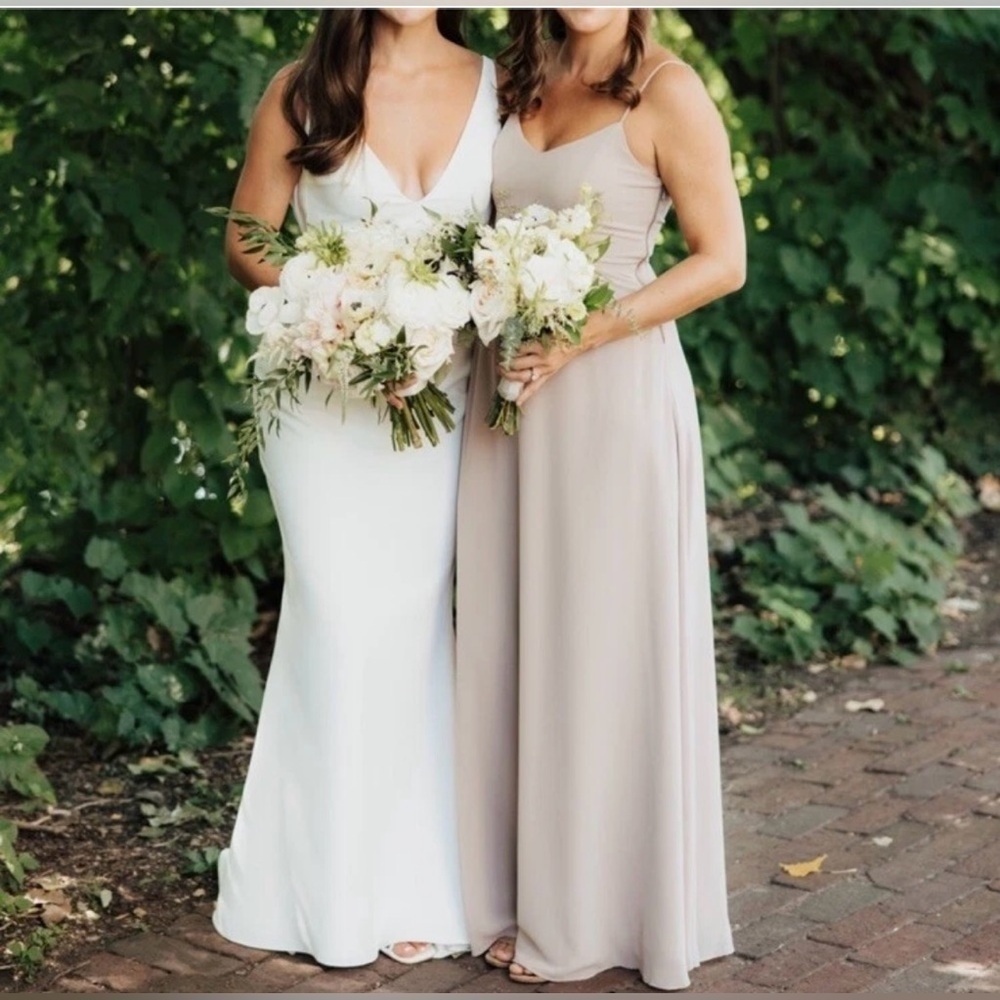 Show Me Your MuMu Faith Maxi Formal Bridesmaid Dress in Soft Beige Chiffon - Picture 5 of 9